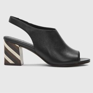 Eileen Fisher Bobbie slingback peep toe striped heel shoes.